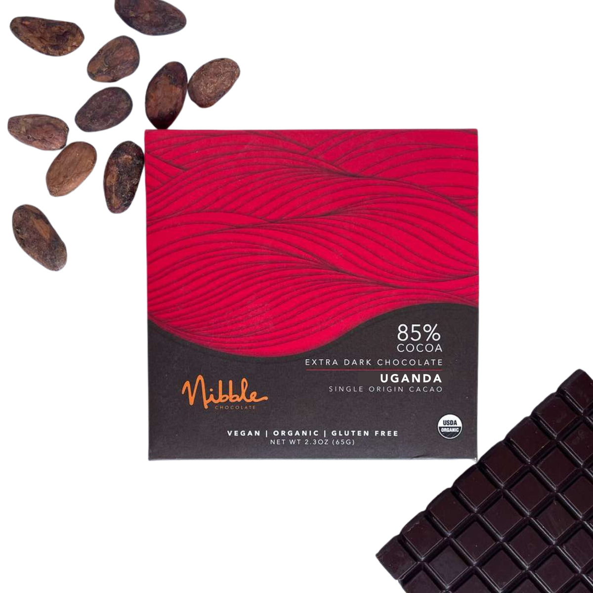 Extra dark chocolate | 85% Cocoa Uganda | Organic | Nibble Chocolate
