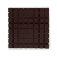Dark chocolate bar infused with tequila and elderflower, front view on white background