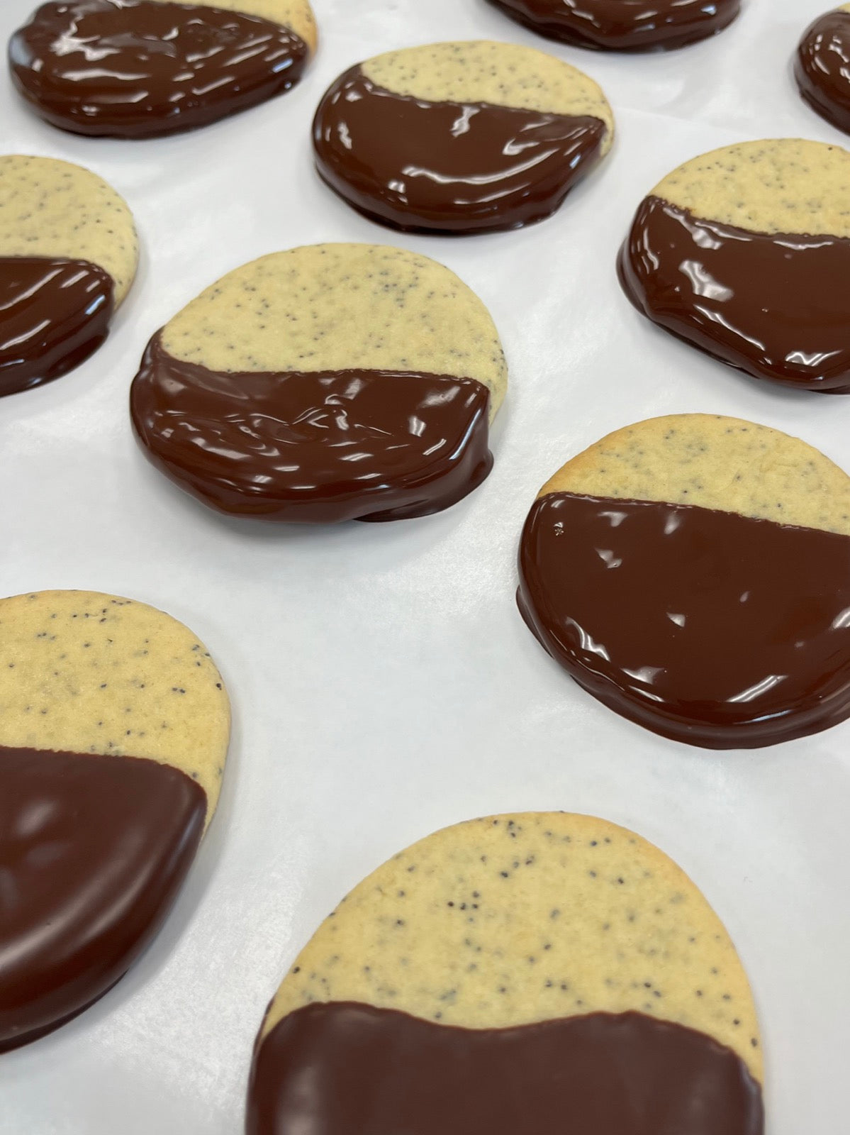 Cookies dipped in chocolate